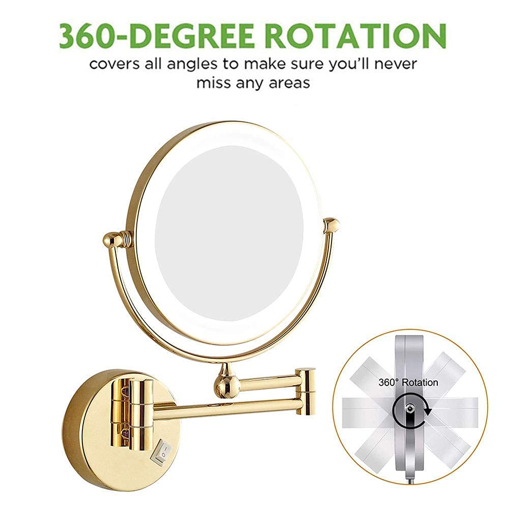Lighted Wall-Mounted Magnifying Mirror