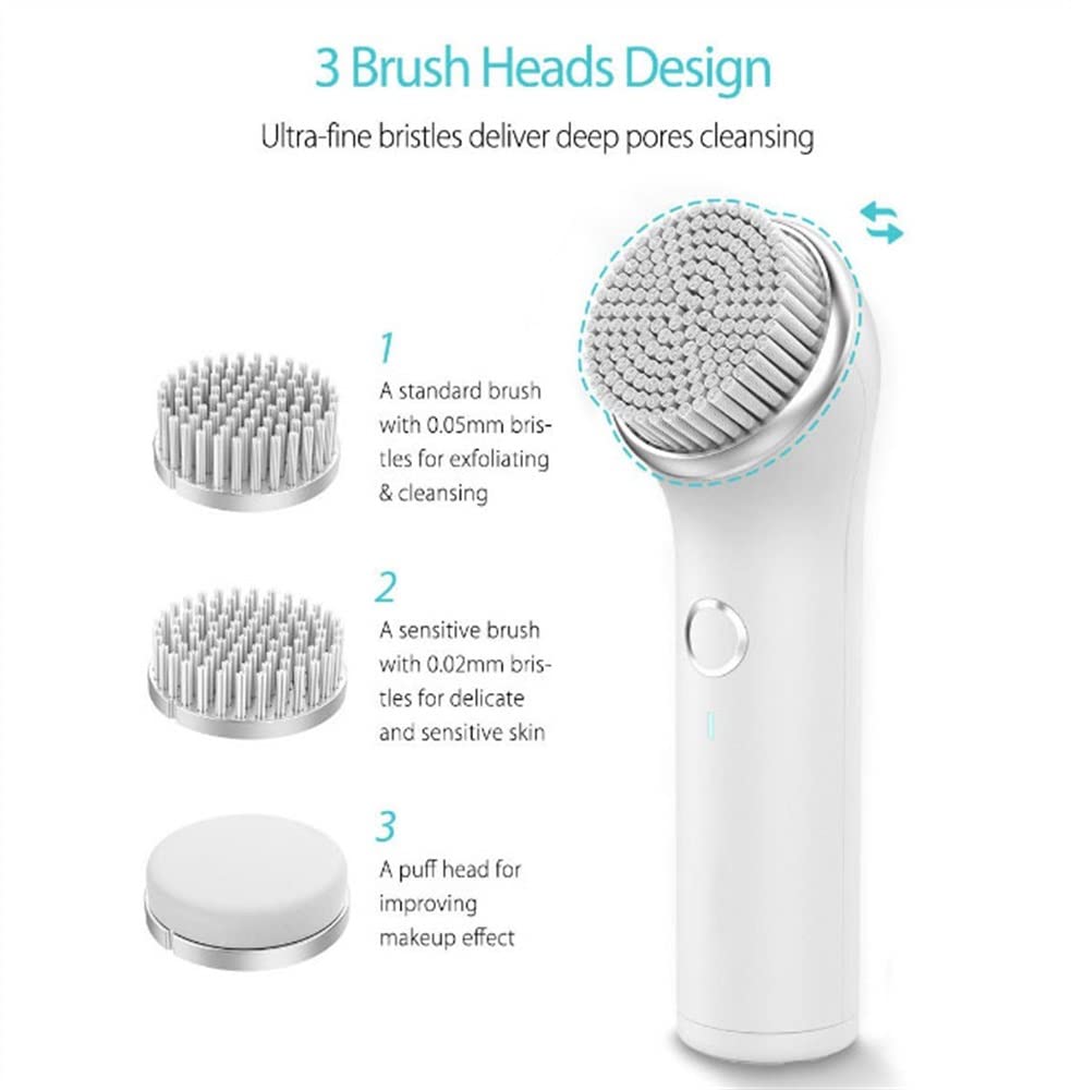 Rechargeable 3-Head Facial Cleansing Brush
