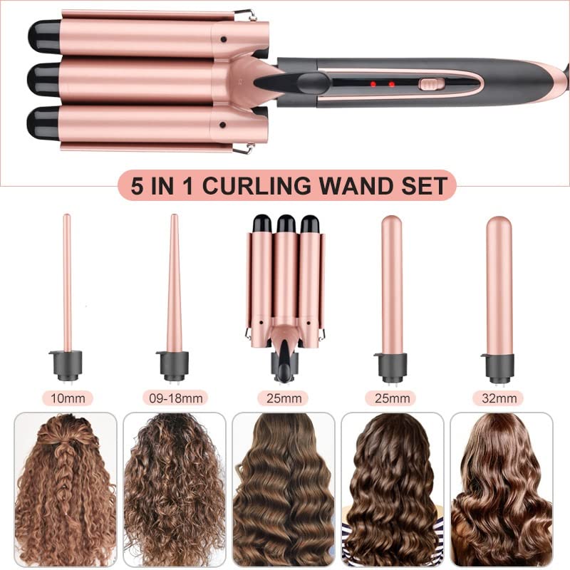 5-in-1 Tourmaline Curling Wand Set