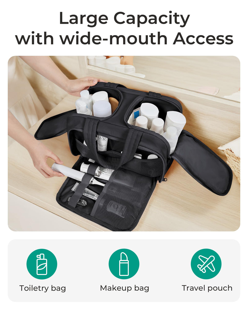 Wide-Open Travel Makeup Organizer