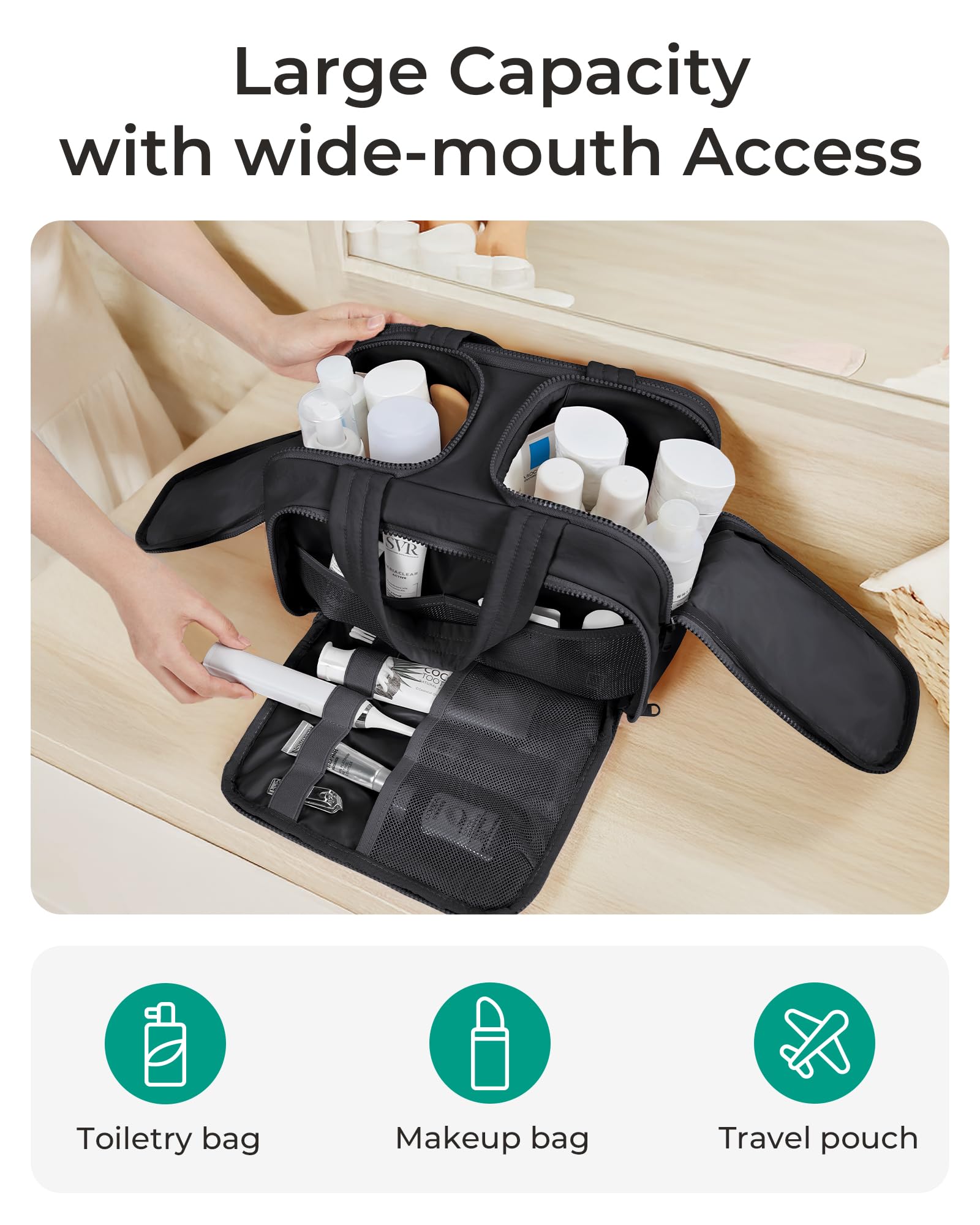 Wide-Open Travel Makeup Organizer