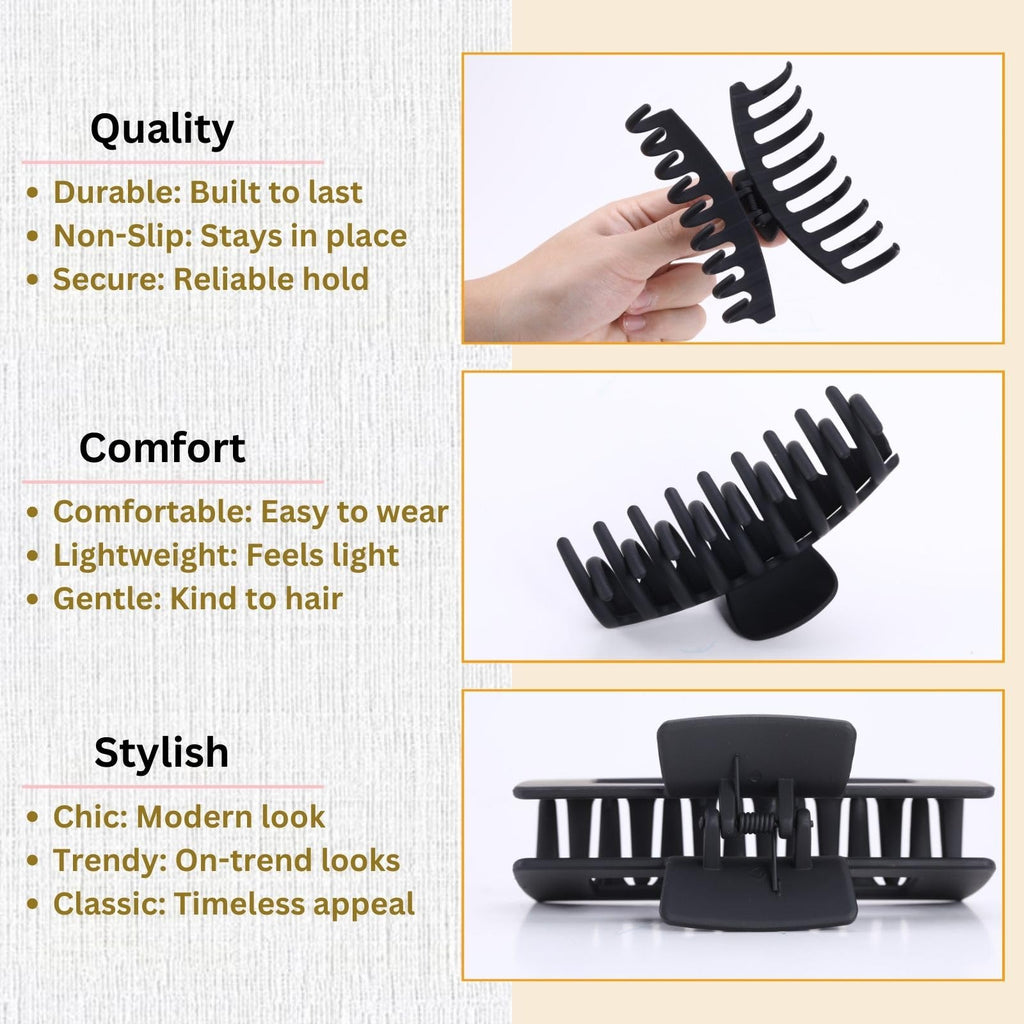 4.3-Inch Matte Hair Claw Clips