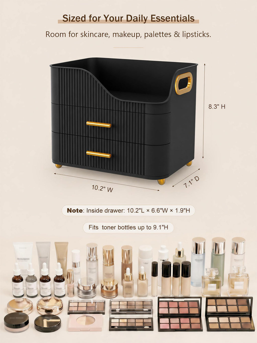 Clear Countertop Makeup Organizer