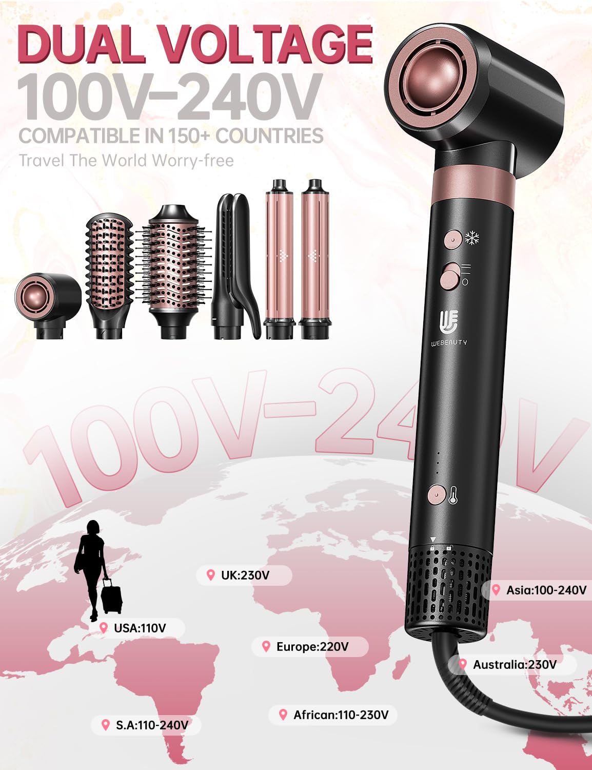Dual-Voltage 7-in-1 Hot Air Styler