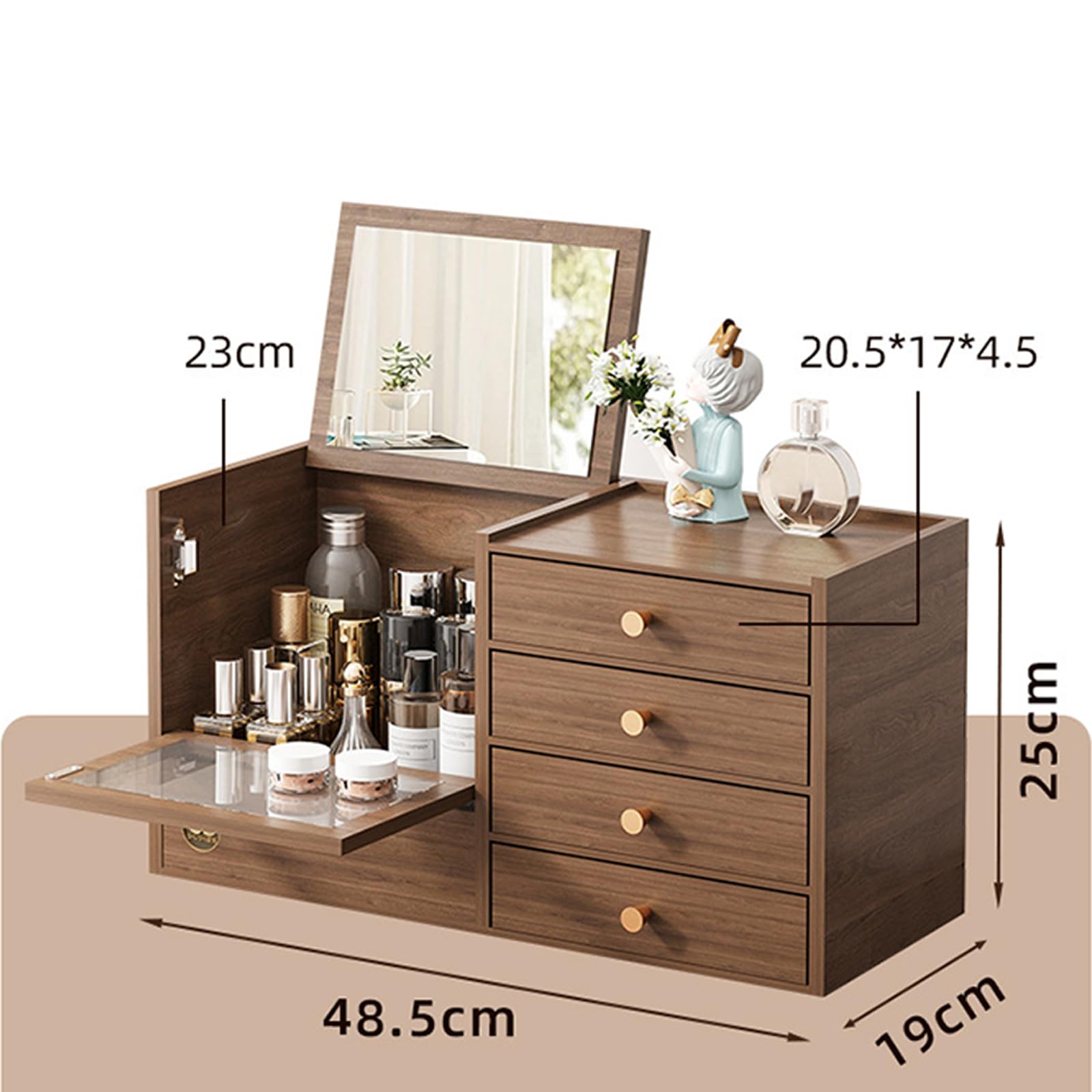 Jewelry and Makeup Organizer with Mirror